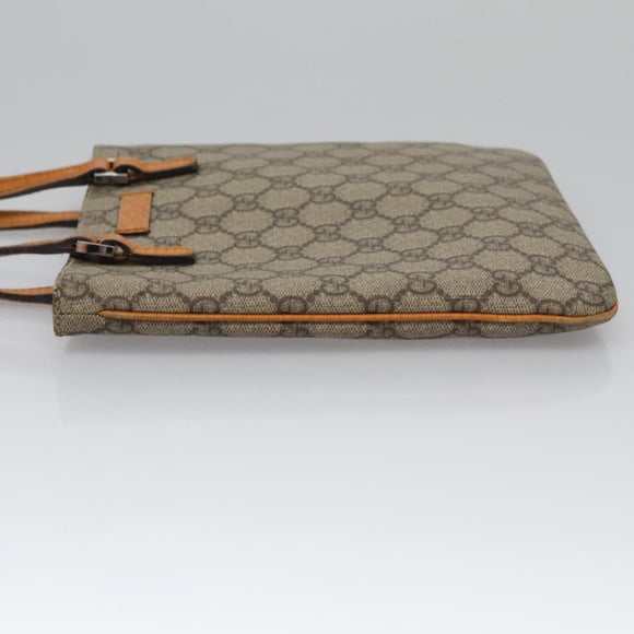 GUCCI GG Supreme Hand Bag PVC Leather Beige Silver 114600 Auth ep7666