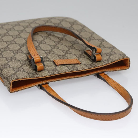 GUCCI GG Supreme Hand Bag PVC Leather Beige Silver 114600 Auth ep7666