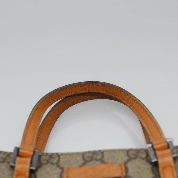 GUCCI GG Supreme Hand Bag PVC Leather Beige Silver 114600 Auth ep7666