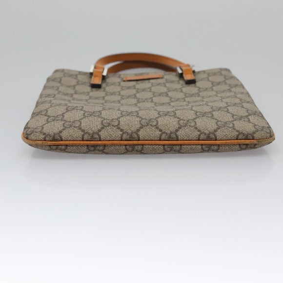 GUCCI GG Supreme Hand Bag PVC Leather Beige Silver 114600 Auth ep7666