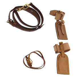 LOUIS VUITTON Name Tag Powanie Epi Shoulder Strap Leather 4Set Beige Auth ep7688