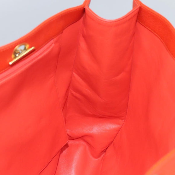 CHANEL Chain Tote Bag Caviar Skin Orange Gold CC Auth ep7741