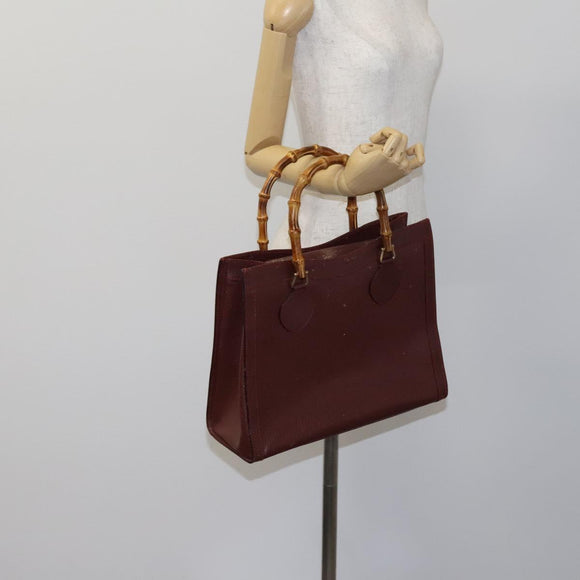 GUCCI Bamboo Hand Bag Leather Brown Gold 002 2853 0260 0 Auth ep7747