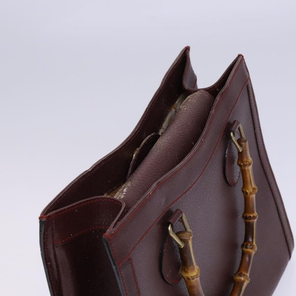 GUCCI Bamboo Hand Bag Leather Brown Gold 002 2853 0260 0 Auth ep7747