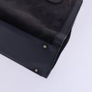 GUCCI Bamboo Hand Bag Suede Leather Navy Gold Auth ep7759-10