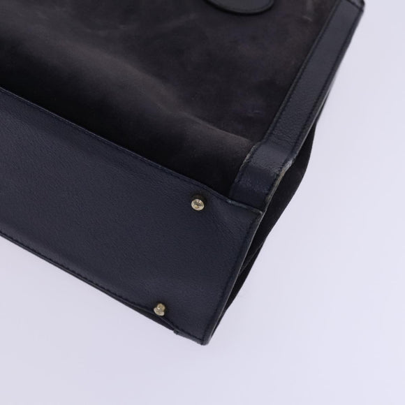 GUCCI Bamboo Hand Bag Suede Leather Navy Gold Auth ep7759