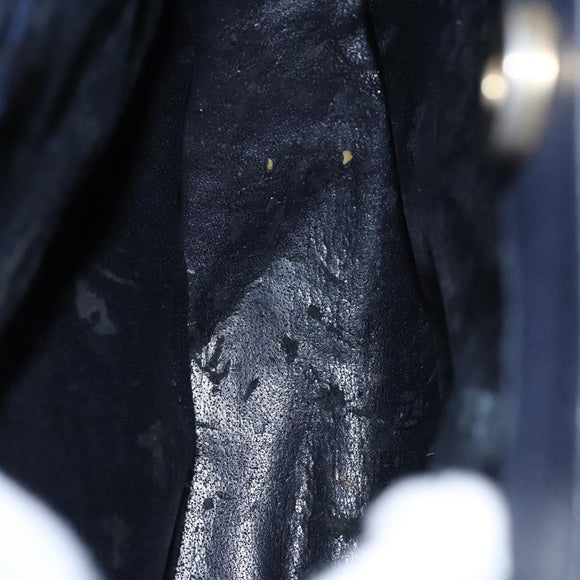 GUCCI Bamboo Hand Bag Suede Leather Navy Gold Auth ep7759