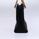 GUCCI Bamboo Hand Bag Suede Leather Navy Gold Auth ep7759-4
