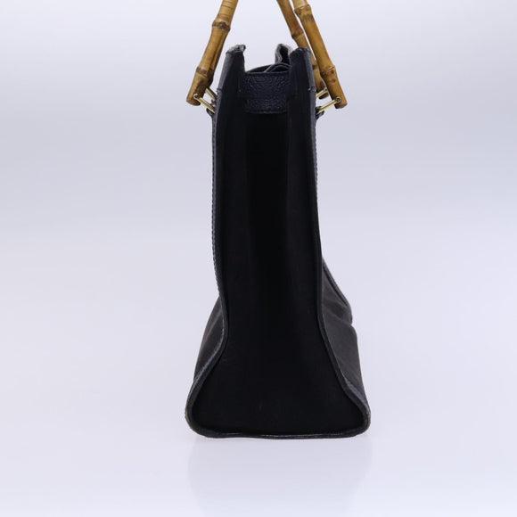 GUCCI Bamboo Hand Bag Suede Leather Navy Gold Auth ep7759