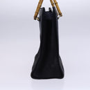 GUCCI Bamboo Hand Bag Suede Leather Navy Gold Auth ep7759-5