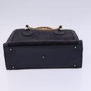 GUCCI Bamboo Hand Bag Suede Leather Navy Gold Auth ep7759-9