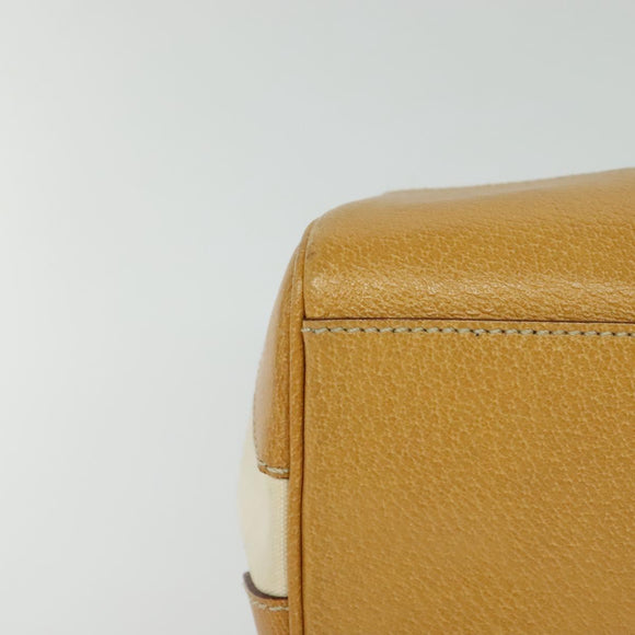 PRADA 2way Hand Bag Canvas Leather Beige Silver Auth ep7760