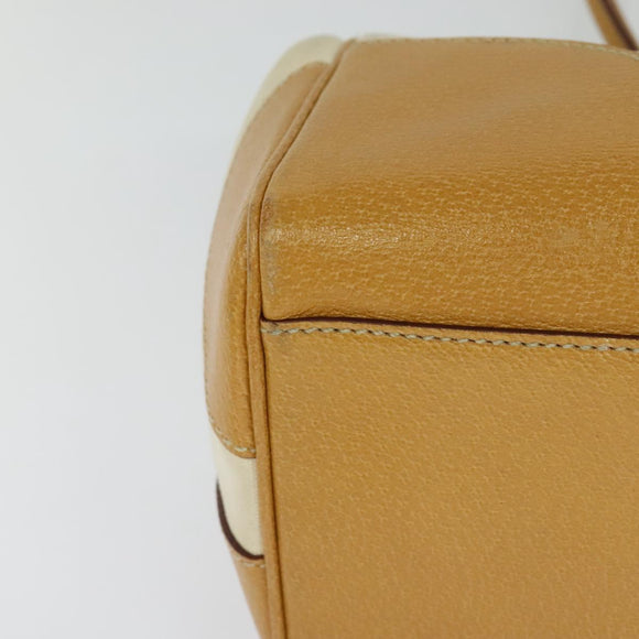 PRADA 2way Hand Bag Canvas Leather Beige Silver Auth ep7760