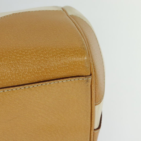 PRADA 2way Hand Bag Canvas Leather Beige Silver Auth ep7760