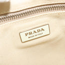 PRADA 2way Hand Bag Canvas Leather Beige Silver Auth ep7760-10