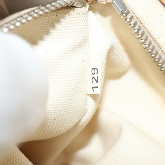 PRADA 2way Hand Bag Canvas Leather Beige Silver Auth ep7760