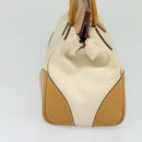 PRADA 2way Hand Bag Canvas Leather Beige Silver Auth ep7760-3