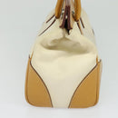 PRADA 2way Hand Bag Canvas Leather Beige Silver Auth ep7760-4