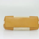 PRADA 2way Hand Bag Canvas Leather Beige Silver Auth ep7760-5