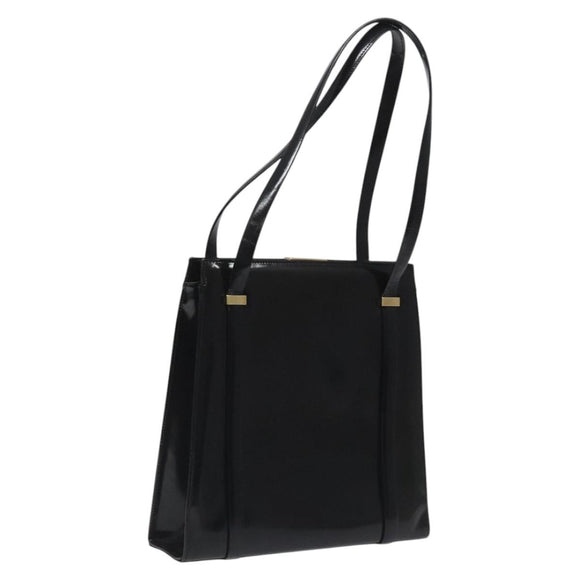 GUCCI Shoulder Bag Patent leather Black Gold 001 1781 1735 Auth ep7767