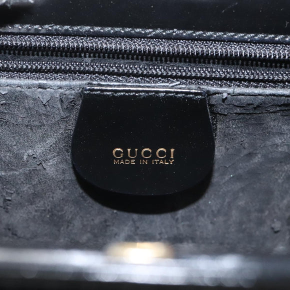 GUCCI Shoulder Bag Patent leather Black Gold 001 1781 1735 Auth ep7767
