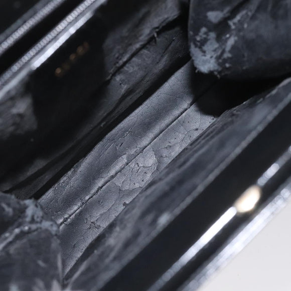 GUCCI Shoulder Bag Patent leather Black Gold 001 1781 1735 Auth ep7767