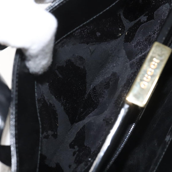 GUCCI Shoulder Bag Patent leather Black Gold 001 1781 1735 Auth ep7767