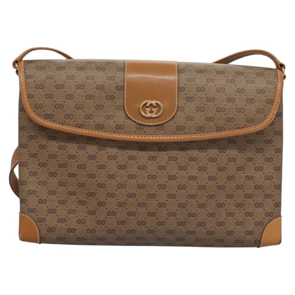 GUCCI Micro GG Supreme Shoulder Bag PVC Beige Gold 001 14 5364 Auth ep7769