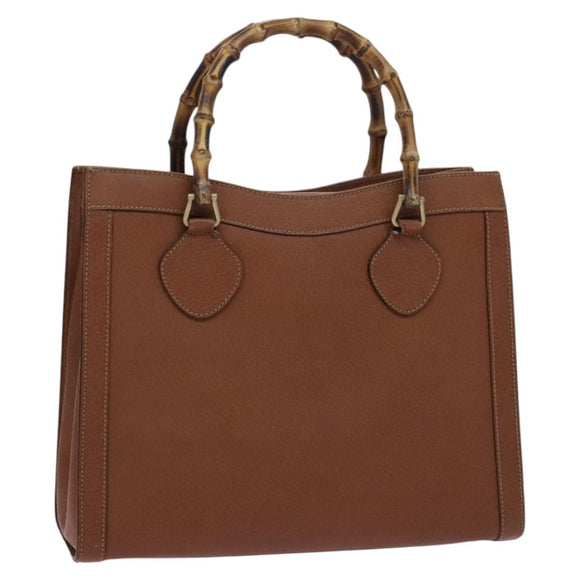 GUCCI Bamboo Hand Bag Leather Brown Gold 002 0260 Auth ep7779