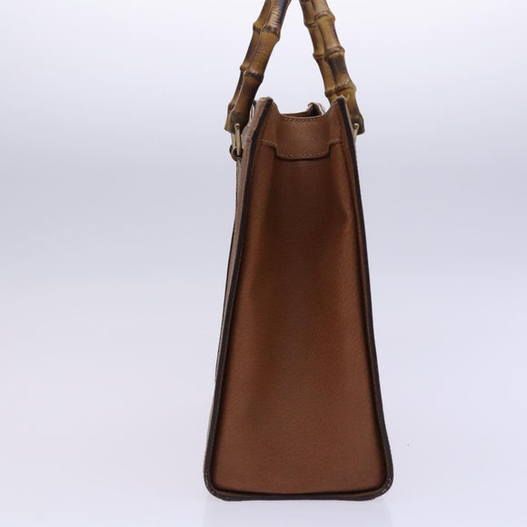 GUCCI Bamboo Hand Bag Leather Brown Gold 002 0260 Auth ep7779