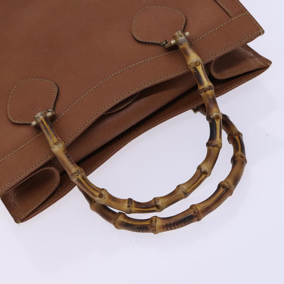 GUCCI Bamboo Hand Bag Leather Brown Gold 002 0260 Auth ep7779