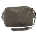 SAINT LAURENT Shoulder Camera Bag Leather Gray Silver Auth ep7783-1