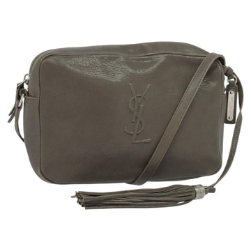 SAINT LAURENT Shoulder Camera Bag Leather Gray Silver Auth ep7783