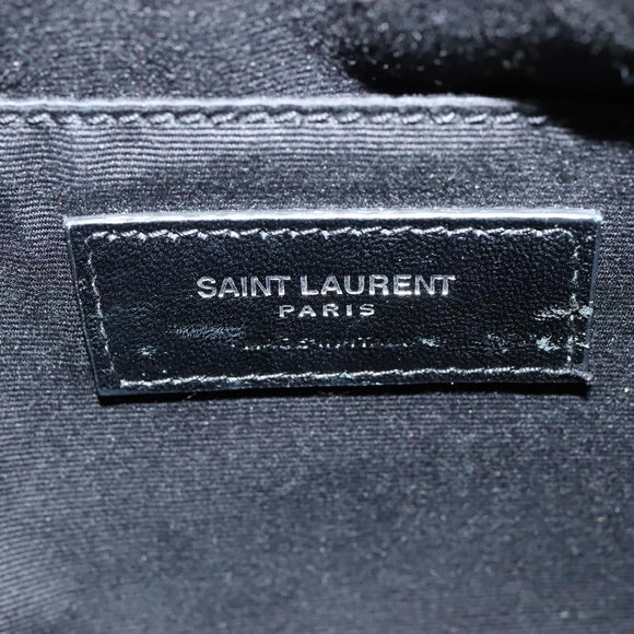 SAINT LAURENT Shoulder Camera Bag Leather Gray Silver Auth ep7783
