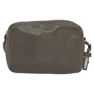 SAINT LAURENT Shoulder Camera Bag Leather Gray Silver Auth ep7783 - 0