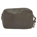 SAINT LAURENT Shoulder Camera Bag Leather Gray Silver Auth ep7783-13
