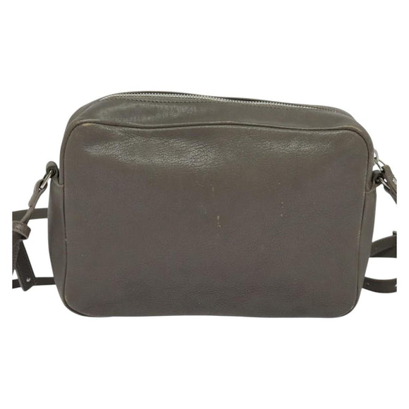 SAINT LAURENT Shoulder Camera Bag Leather Gray Silver Auth ep7783