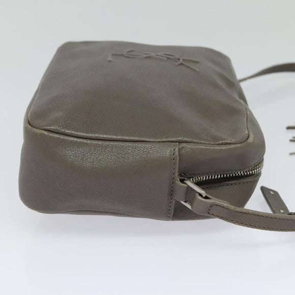 SAINT LAURENT Shoulder Camera Bag Leather Gray Silver Auth ep7783