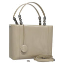 Christian Dior Maris Pearl Bag Patent leather 2way Beige MA-0949 Auth ep7794-1
