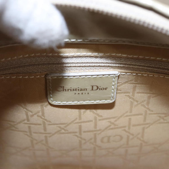 Christian Dior Maris Pearl Bag Patent leather 2way Beige MA-0949 Auth ep7794