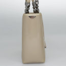 Christian Dior Maris Pearl Bag Patent leather 2way Beige MA-0949 Auth ep7794-4