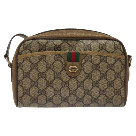 GUCCI GG Supreme Web Sherry Line Shoulder Bag PVC Beige 116 02 089 Auth ep7820