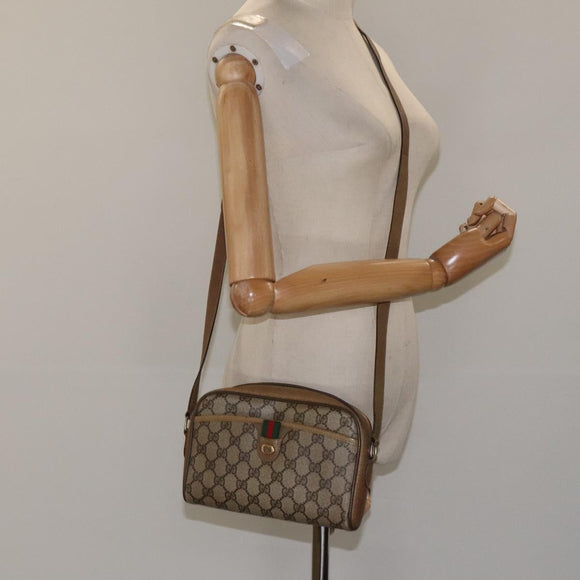 GUCCI GG Supreme Web Sherry Line Shoulder Bag PVC Beige 116 02 089 Auth ep7820