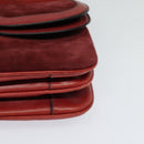 GUCCI Shoulder Bag Suede Vintage Red Gold Auth ep7843-11