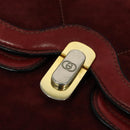 GUCCI Shoulder Bag Suede Vintage Red Gold Auth ep7843-14