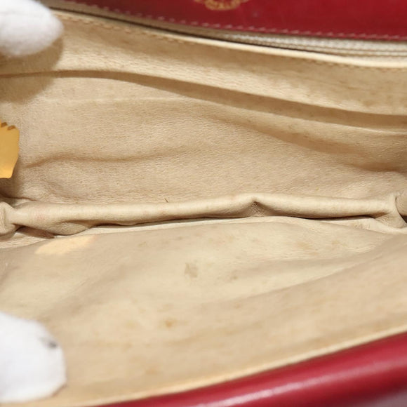 GUCCI Shoulder Bag Suede Vintage Red Gold Auth ep7843