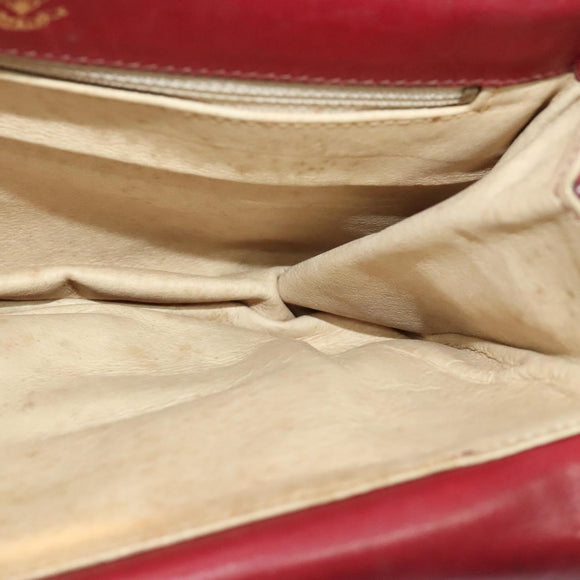 GUCCI Shoulder Bag Suede Vintage Red Gold Auth ep7843