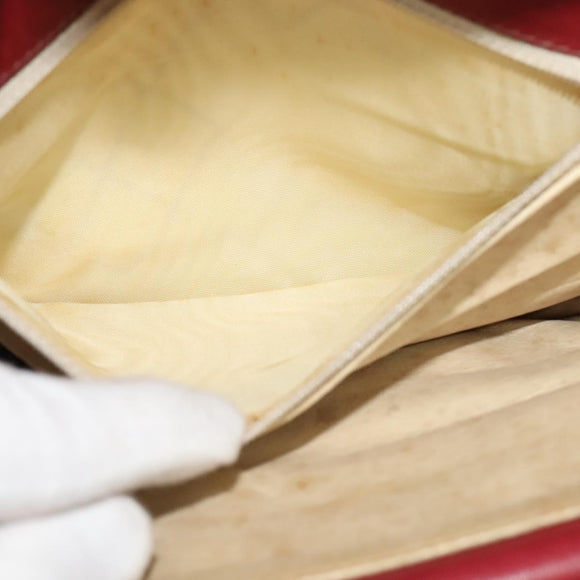 GUCCI Shoulder Bag Suede Vintage Red Gold Auth ep7843