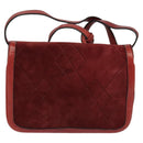 GUCCI Shoulder Bag Suede Vintage Red Gold Auth ep7843-3