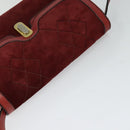 GUCCI Shoulder Bag Suede Vintage Red Gold Auth ep7843-6